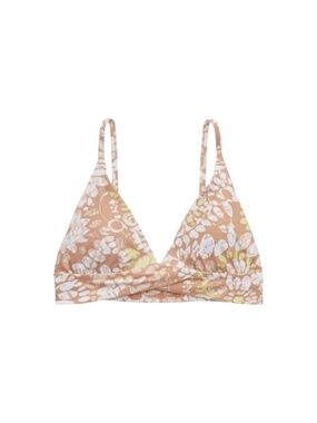 Aerie Crossover Triangle Bikini Top Size Medium Sands Brown Recycled Nylon‎